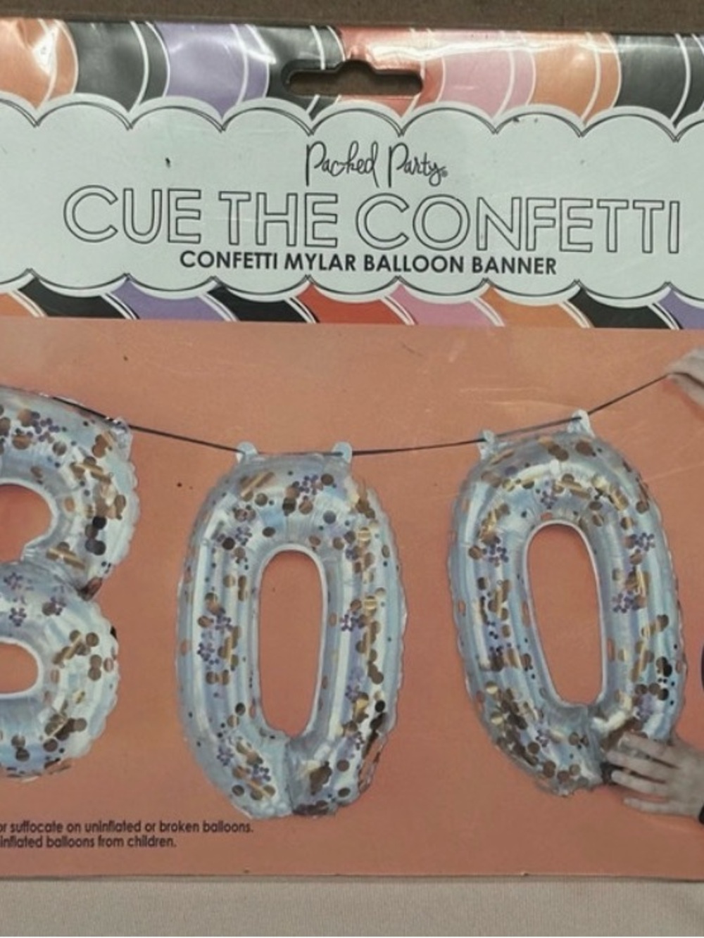 Packed Party 'Cue the Confetti' BOO Mylar Balloon Banner - Silver Halloween